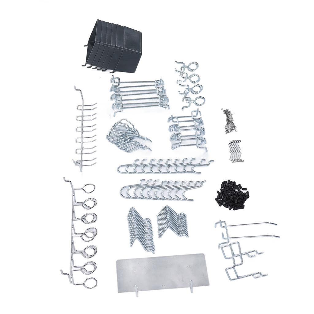 140Pcs Pegboard Hooks Assortment with Bins Peg Locks Wall Hanging for Tools Organizing