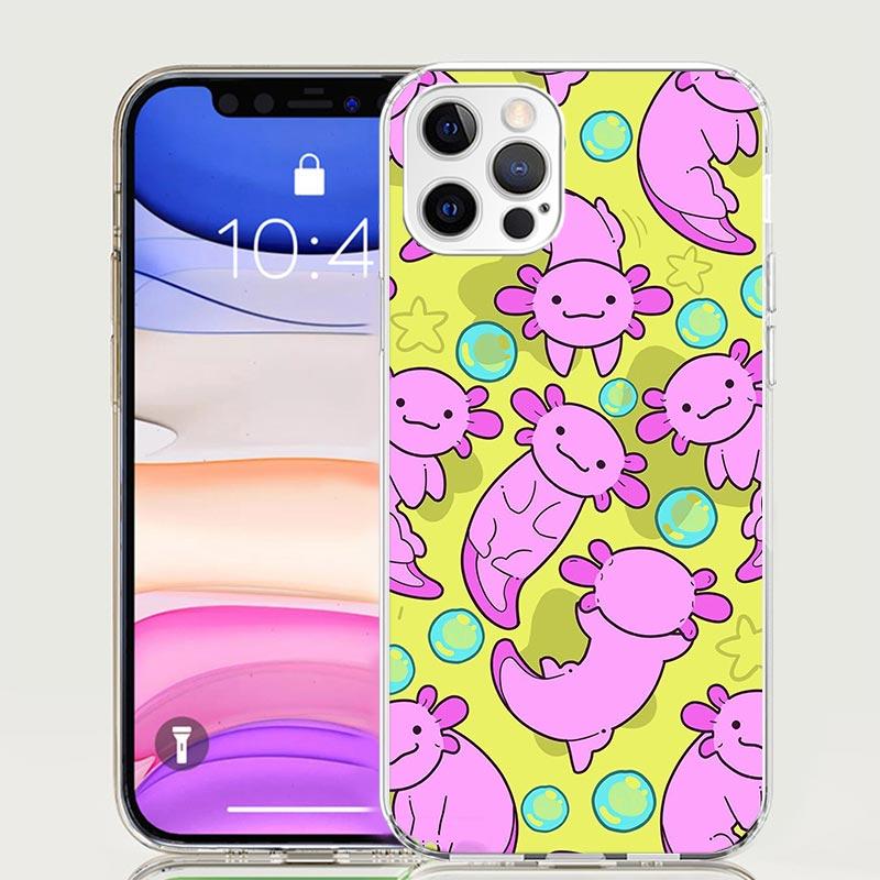 Cute Axolotl Kawaii Phone Case For iPhone 17 Air 16 15 Plus 11 14 Pro Max 13 Mini 12 7 8 + SE Pattern Art Customized Cover 17 Ai