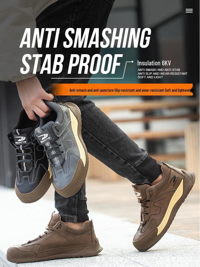 Insulated 6KV Men's Work Shoes with Plastic Toe Cap, Anti-Smash, Anti-Puncture, Anti-Slip, and Wear-Resistant Protection