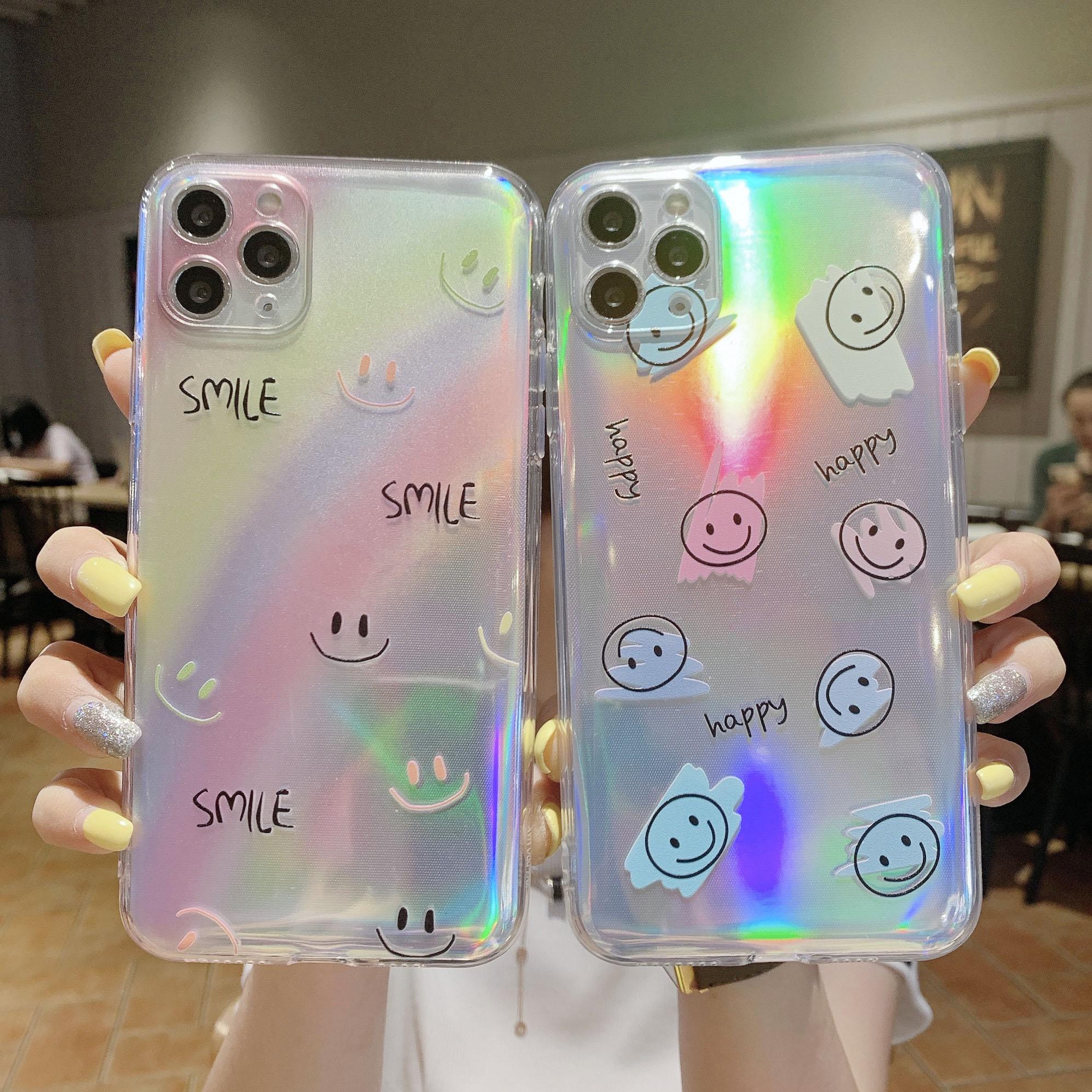 

Чехол для телефона с милым мультяшным радужным смайликом для 12 11 Pro X Xs Max 6s 7 8 Plus SE 2020, мягкий бампер из ТПУ, прозрачный чехол с защитой от царапин