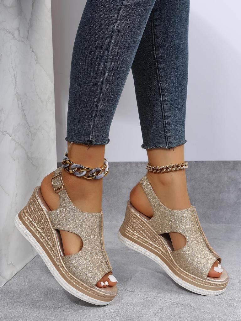 New Women's Roman Wedge Sandals with Peep Toe and Thick Sole