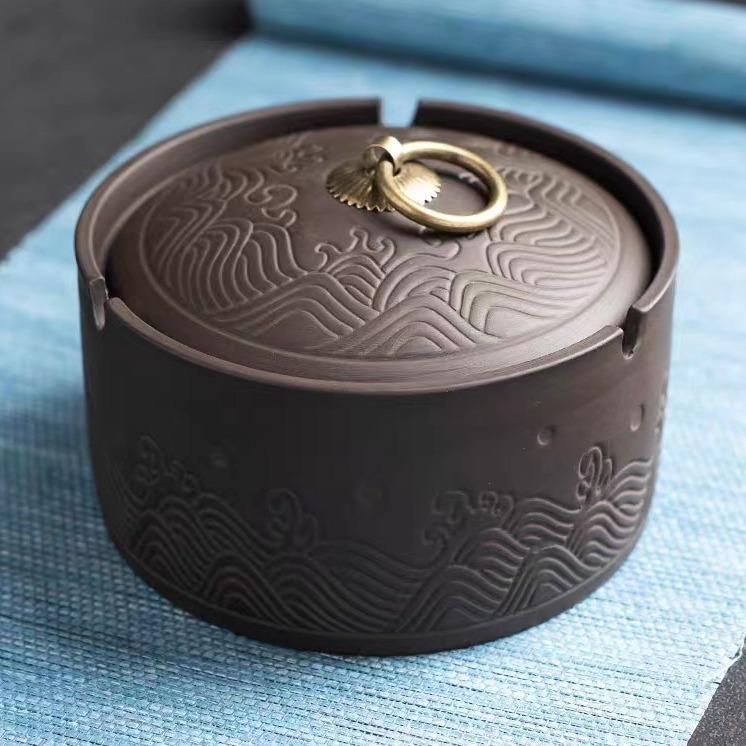 

Винтажные цилиндрические керамические банки для чая, герметичная влагонепроницаемая банка для хранения, чайный сервиз, большая емкость, банка для хранения пепельницы, художественное украшение