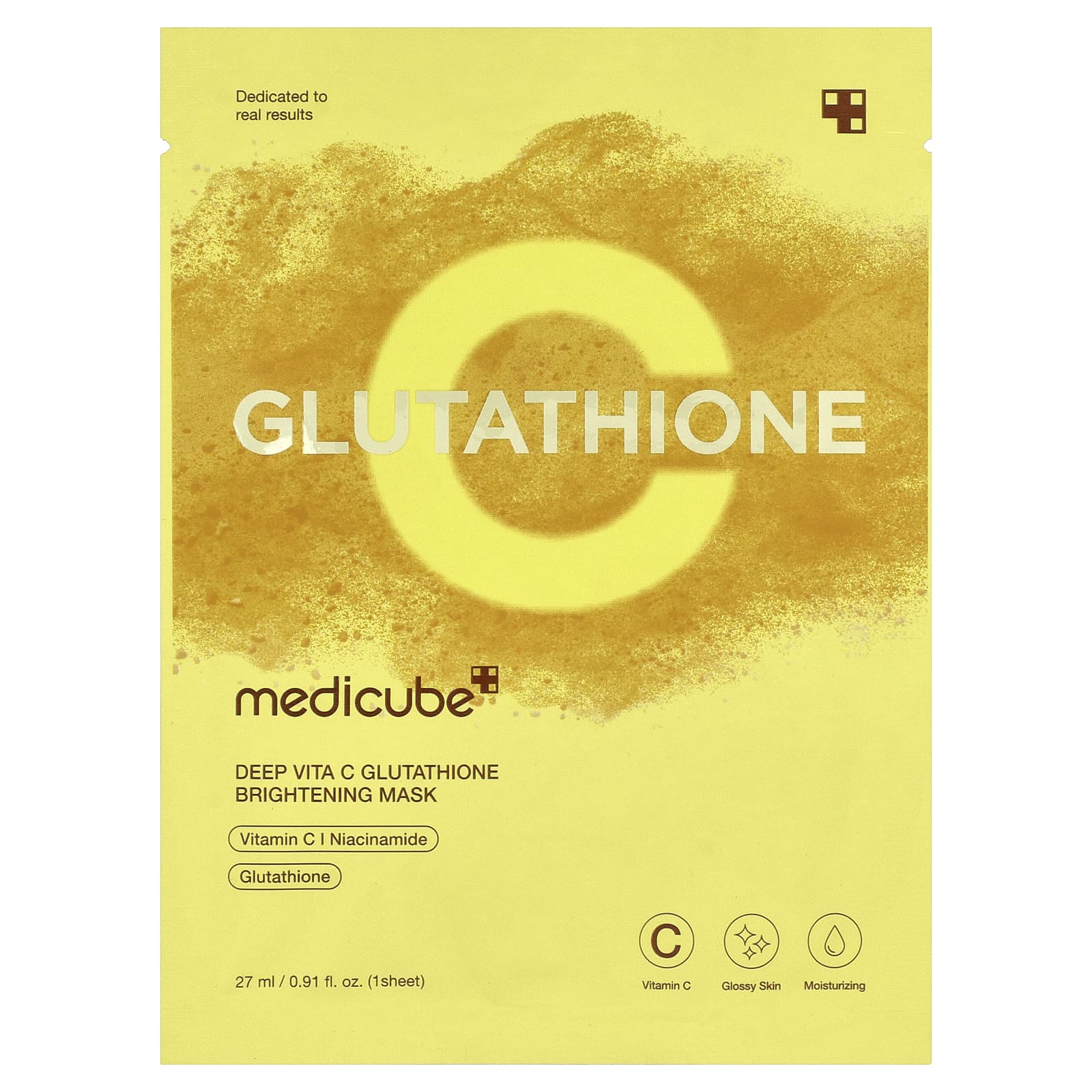 Medicube Deep Vita C Glutathione Brightening Beauty Mask, 1 Sheet, 27ml (0.91 fl oz)