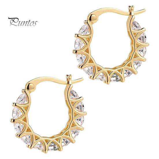 

1 пара жіночих сережок Huggie з кубічним цирконієм круглої форми. Маленькі сережки-кільця. Сережки-кліпси для випускних вечірок. Мідні круглі сережки. золотистий