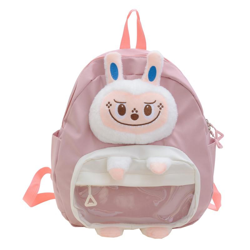 New 3D Cartoon Kids Double Shoulder School Backpack with Cute Doll and Large Capacity