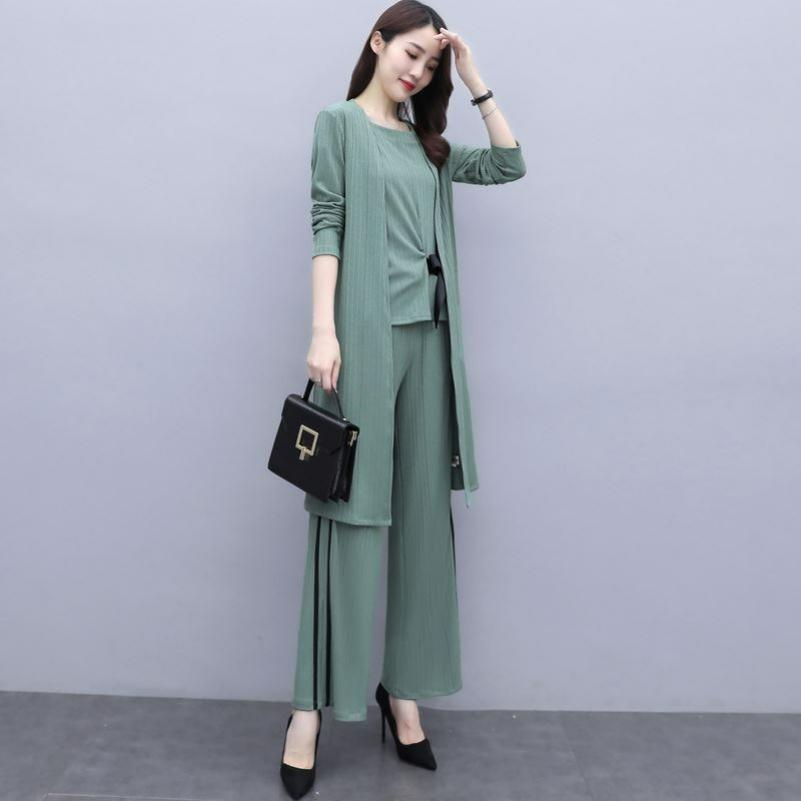 Spring and Autumn Suits, Women's Wide-leg Pants, Thin Temperament, Western Style, Royal Sister, Light Mature Style, Three-piece Suit