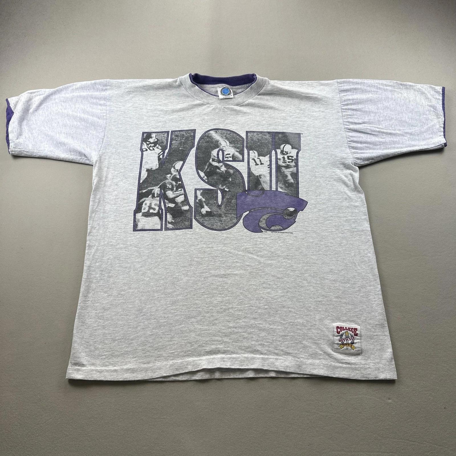 Vintage Kansas State Wildcats T-Shirt Mens XL Gray KSU Football University 90s 4XL