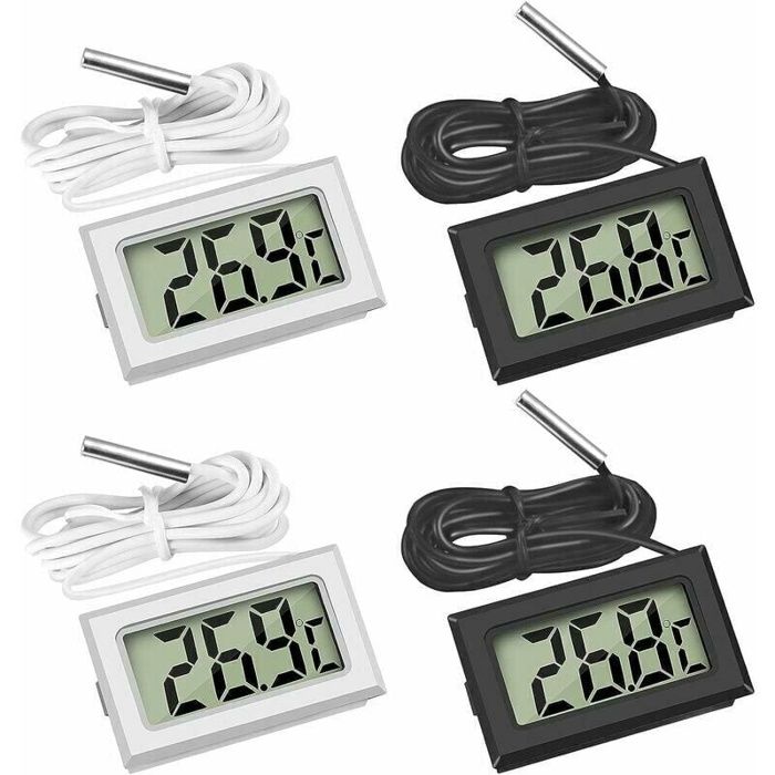 Mini Digital LCD Thermomtre Temprature avec Sonde de Temprature Capteur Testeur ,(2X Noir 2X Blanc)