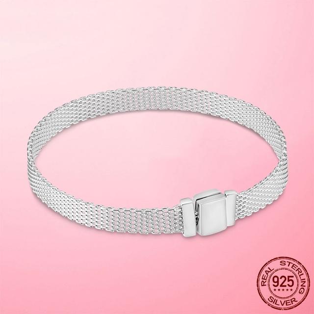 Armbånd 925 Sølv & Rosegull Kubisk Zirkonia Lås Refleksjon Armbånd for Kvinner Armbånd Sølvsmykker