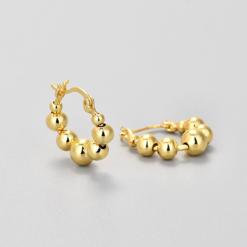 Geometric Round Bead Earrings: Minimalist, Versatile, French Style for Daily Commuting