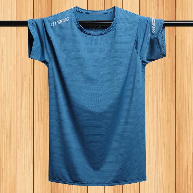 

Мужская футболка из ледяного шелка с короткими рукавами и круглым вырезом, однотонная базовая рубашка с половиной рукавов Ice Feeling, большие размеры для одежды XXXXL