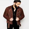 Jachetă motociclist din piele intoartă maro pentru bărbați NOORA ST031