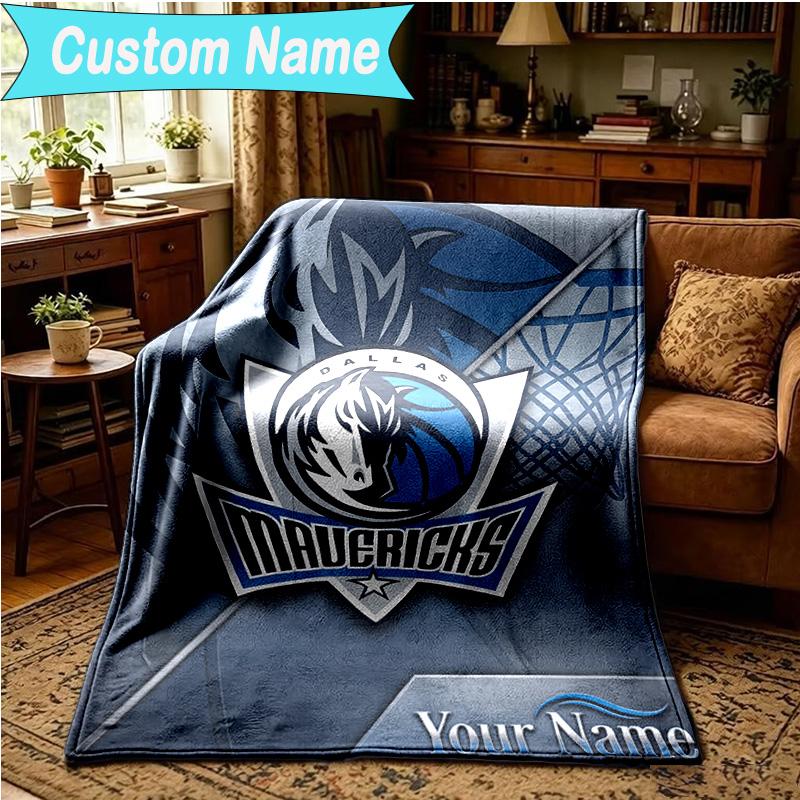 1PC Custom Name Blanket MAVERICKS BASKETBALL TEAM Flannel blankets Patterns Throw Blanket All-Season Soft Gift for Couch, Bed, Camping, Birthday gifts