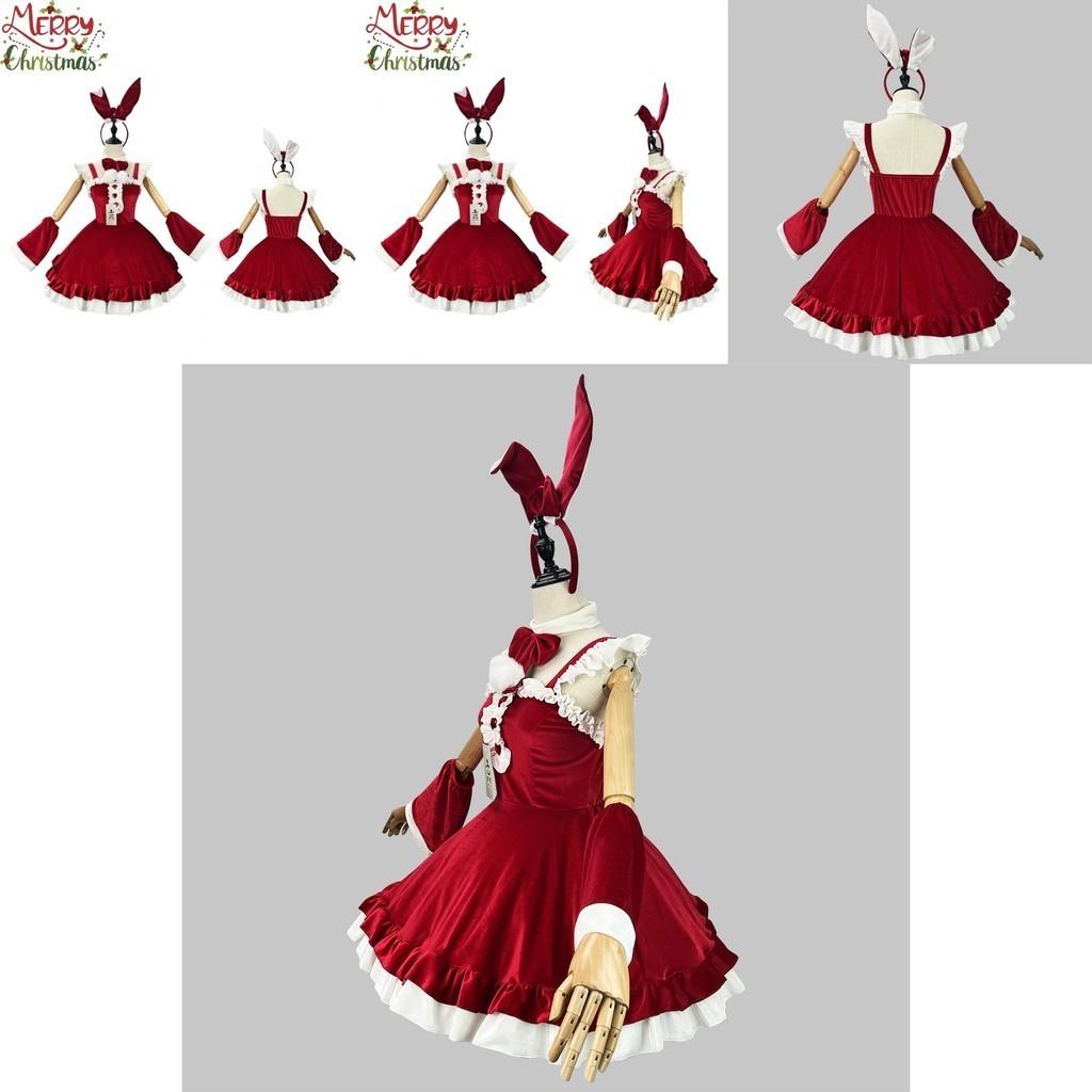 Christmas Wine Red 5xl Sexy Santa Maid Outfit Cosplay Bow Lolita Costume