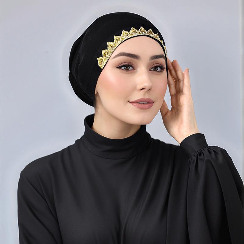Newest Plain Leaf Diamond Undercap jersey Cotton Inner Hijab Tube Cap Modal Instant Hijab Elastic Bonnet