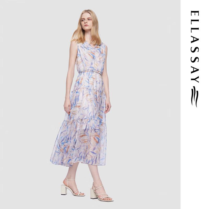 

ELLASSAY Watercolor Print Elegant Mid-length Dress XS