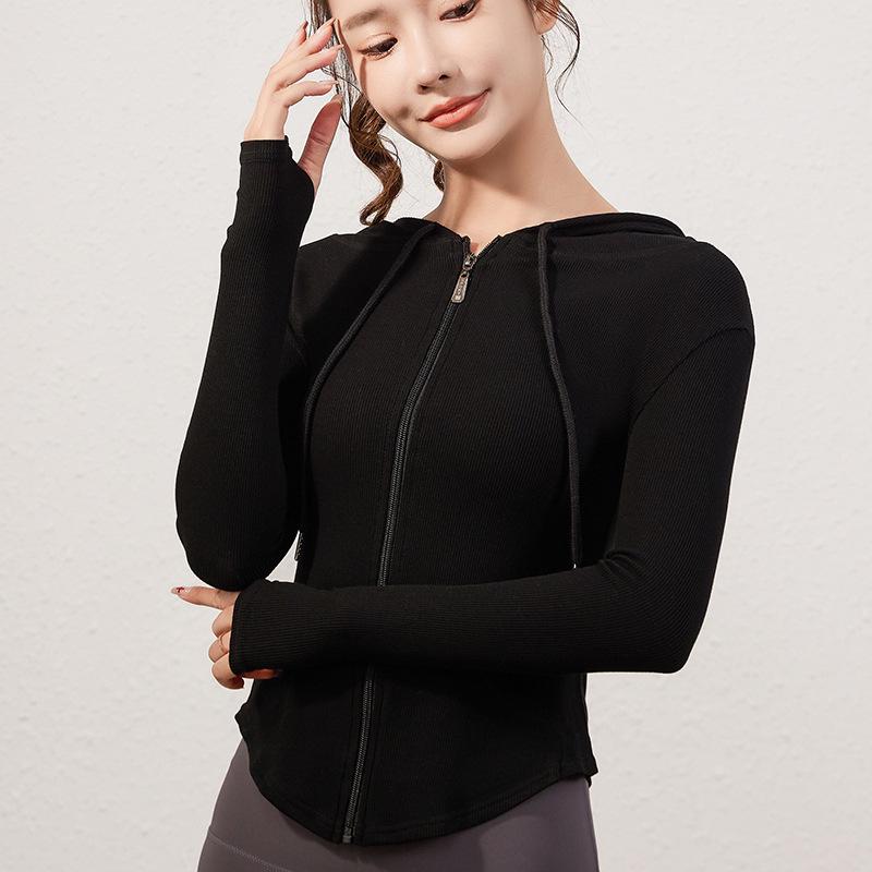 Women s Breathable Hooded Fitness Jacket: Outdoor Running, Slimming, Yoga, Long Sleeve, Sun Protection. Extra Extra Large