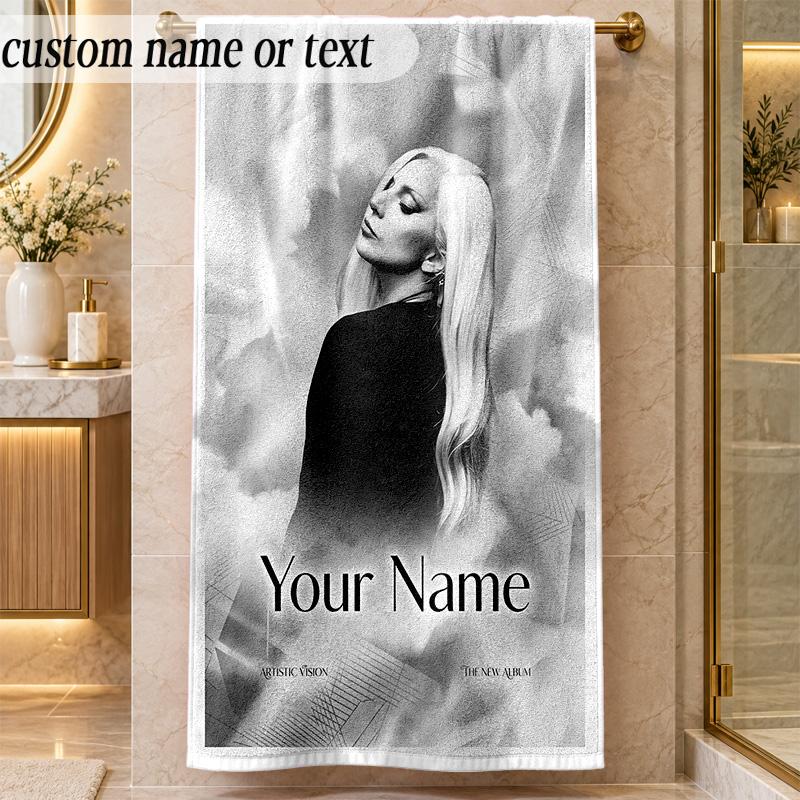 Beach TowelLady Gaga Custom Name Text Personalized Soft Towel for Beach Pool Indoor Home Decor Gift