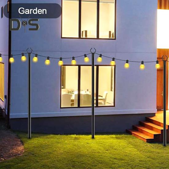 Lichterkettenstange 10 Fuß beschichtete Metallstange mit Gabel Außenlichterstange mit Spießen Lichterkettenhalter für Terrasse Deck Garten Hochzeitsfeier Dekoration