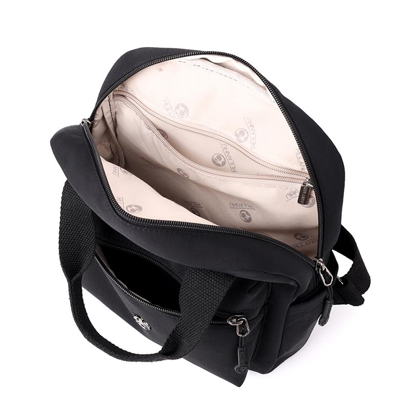 Nylon Backpack Women's Schoolbag Solid Color Small Handbag Travel Lightweight Backpack