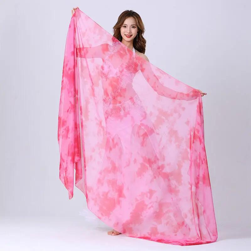 Bellydance Faux Silk Women Scarf Shawl Dance performance Stage Dyed Color Veil DIY Fabric Sewing Craft Clothing Supplies