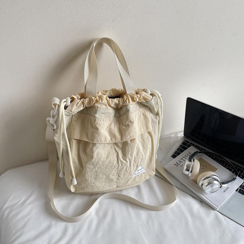 Large capacity Drawstring Bucket Bag SuperLight Style Lady Small Satchel Leisure Multi Pocket Shoulder Messenger Bag