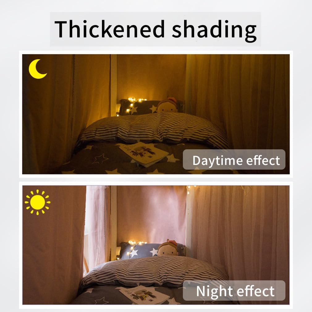 Dorm Home Bunk Bed Curtain Cloth Solid Thicken Bed Canopy Students Privacy Bed Shading Curtain Tent Lightproof Breathable Blackout Bedding Canopy