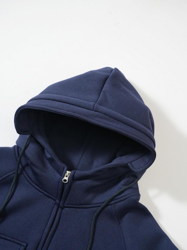 Men's Multi-Pocket Zip-Up Hooded Cardigan: European/American Style, Loose Fit, Stand Collar, Perfect for Spring, Autumn, Winter.