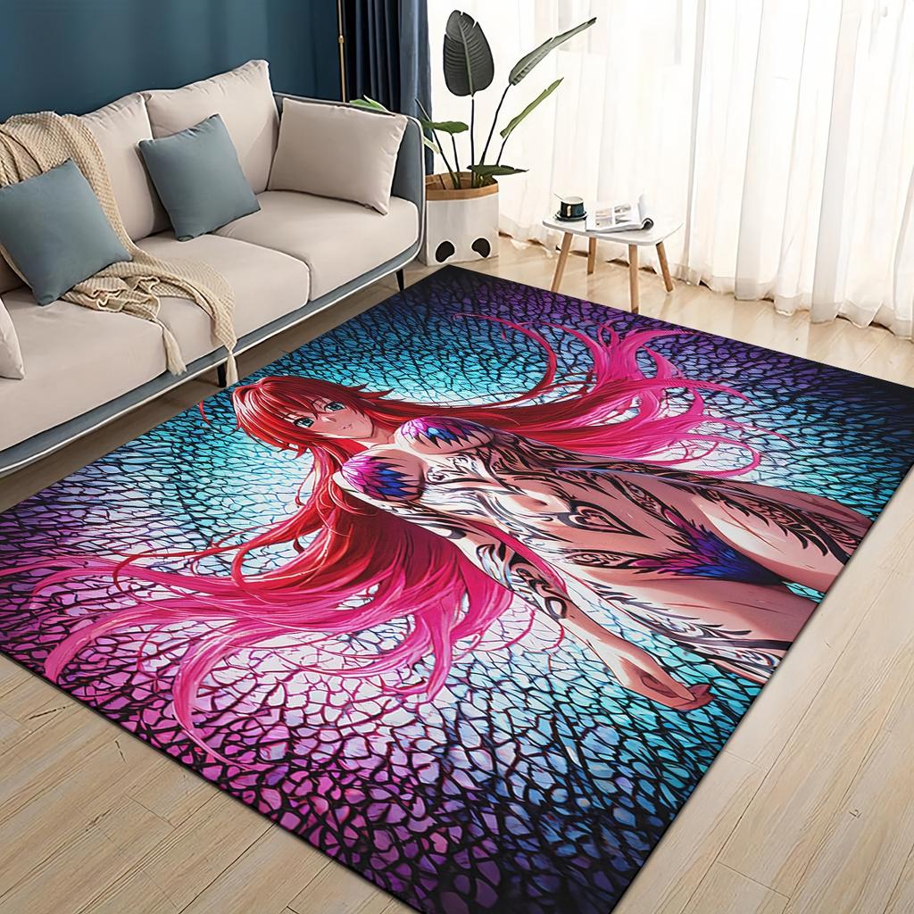 3D Cartoon High School DxD Sexy Girl Rias Akeno Asia Carpet Rug for Living Room Bedroom Home Sofa Decoration,Non-slip Floor Mat