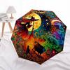 Enchanted Moonlit Witch Art Print, Mystical Night Sky Decor Umbrella, Cute Umbrella with Cute Design, Portable 3-Fold Compact Umbrella for Men & Women