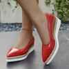Buty Damskie Moda Szpiczaste Skórzane Pojedyncze Buty Płytka Cholewka Gruba Podeszwa Casualowe Mokasyny Damskie Koturny Platformy Zapatos Mujer