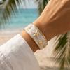 Coque Métallique Bracelet en Acier Inoxydable Style Goutte d'Huile Manchette Ouverte Bracelet Manchette Fête à la Plage