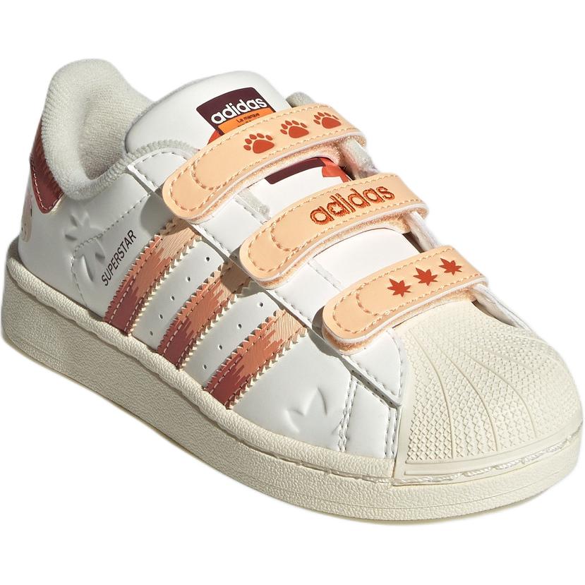 Adidas Originals Superstar 2 Comfortable Versatile Durable Low-Top Kids Skate Shoes Kids Sneakers White Orange JS2473