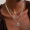 Gestapelte Halskette - Stilvolles Rundes Anhängerdesign, Stilvolle Persönlichkeit Layered Halskette Layered Strandanhänger Halskette Damen