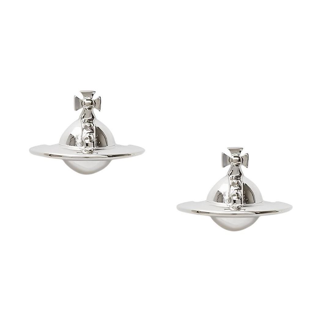 

Vivienne Westwood Solid Orb 3D Button Saturn Brass Earrings Women earrings Silver 6201003802P019P019 Box