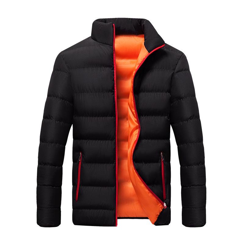 Men's Stand Collar Thickened Jacket - Large Sizes, Autumn/Winter Style, Cotton Casual Wear