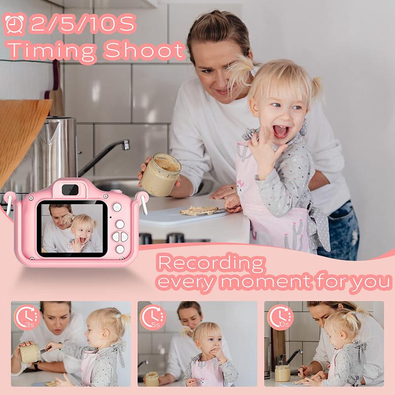Non-Toxic Kids Camera Hd Digital Video Toddler Camera With Silicone Cover Portable Toy With 32 Gb Sd Card For Children Christmas Birthday Gift