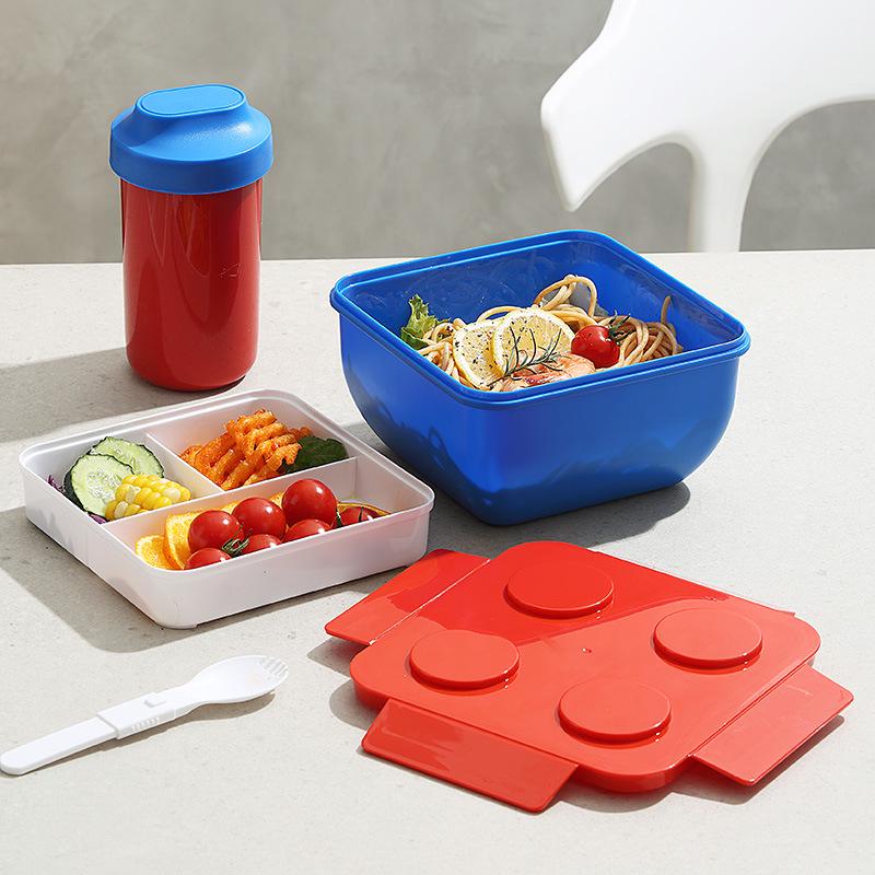 DIY Building Blocks Lunch & Picnic Box - Kids' Salad, Bento & Fruit Box with Microwave Heating