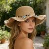 (One Size, Khaki) Women Straw Hat, Starfish Wide Brim Sun Hat Lightweight Summer Beach Cap for Casual Daily