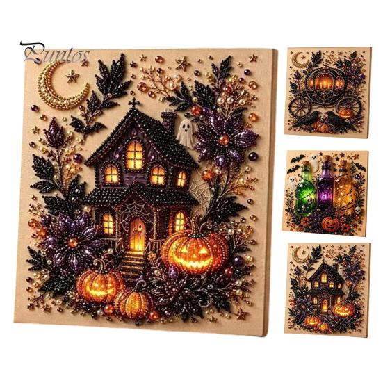 Artisanat Créatif Halloween Perles Bijoux Kit Perles Imitation, Kit Peinture DIY Citrouille Fantôme Ensemble d'Artisanat 3D pour Adultes, Murs Faits Main Idées Cadeaux Créatifs pour Fêtes