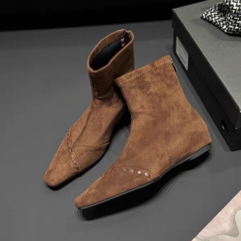 Ankle Boots for Women Flats Suede Shoes Casual New Party Chelsea Boots Elegant Winter 2025 Woman Shoes Zapatillas