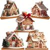 5-teilige Lebkuchen-Weihnachts-Tischdekorationen Holz-Lebkuchenhaus-Ornamente Weihnachts-Tischmittelstücke Winter