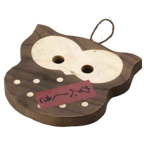 Brown Charred Cedar Pot Stand for Earthenware Pots, 14.5 X 14 Cm, Owl Design, Made In Japan, Product Number 11765