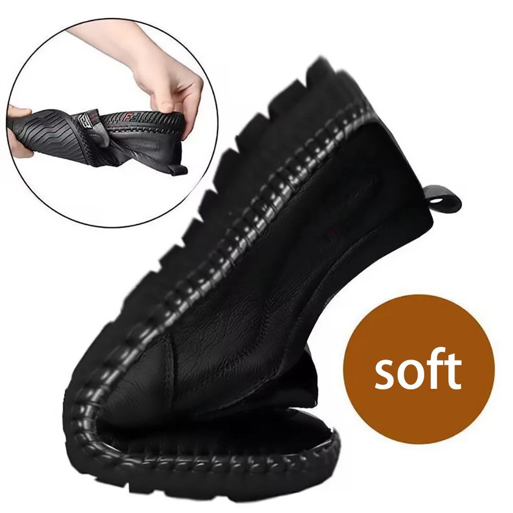 Fashion Summer Breathable Leather Shoes for Men Business Slip On Loafers Men Casual's Shoes Black Flats Men Work Office Driving Sneakers