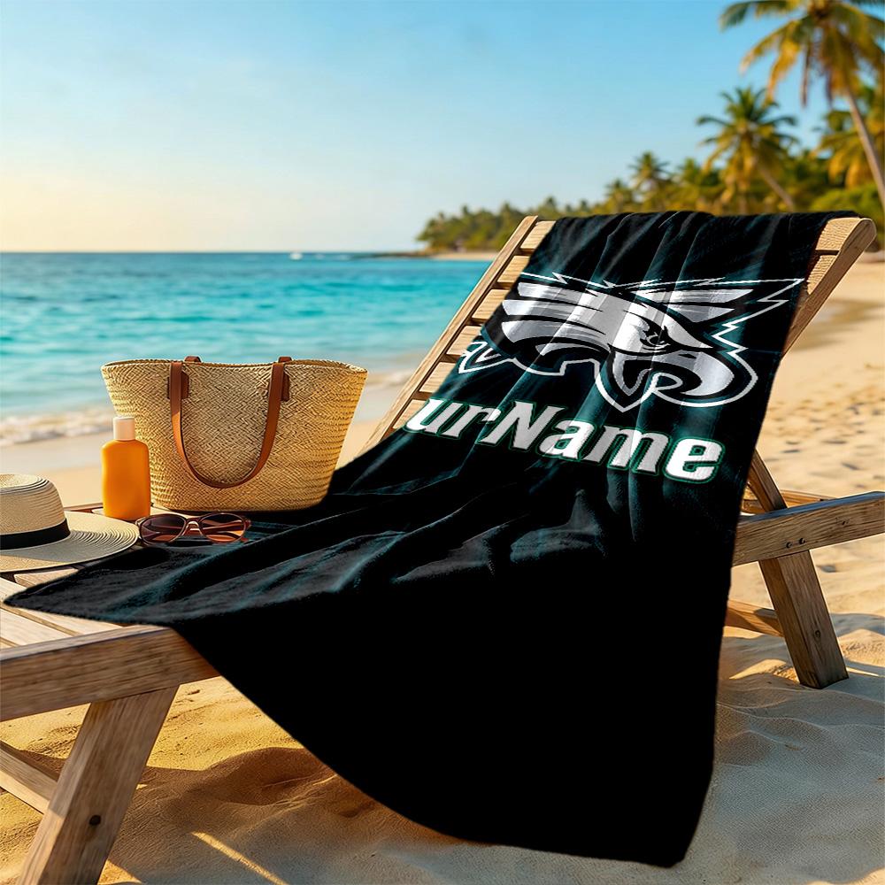 Philadelphia Eagles Customize Text Beach Towel Soft Durable Quickdry Suitable For Sports Travel Swimming Yoga Bathroom Beach And Pool