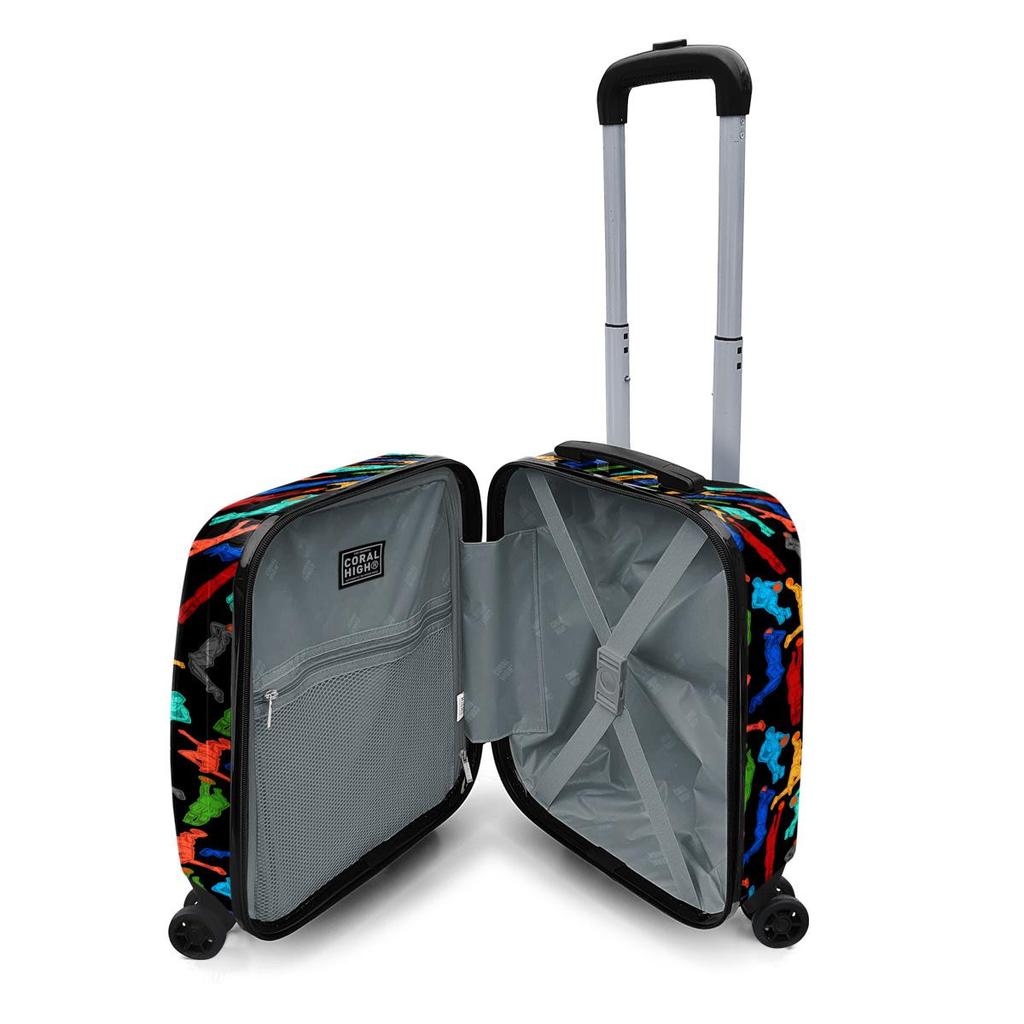 coral high Kids Black Basketball Patterned Children's Suitcase 16745