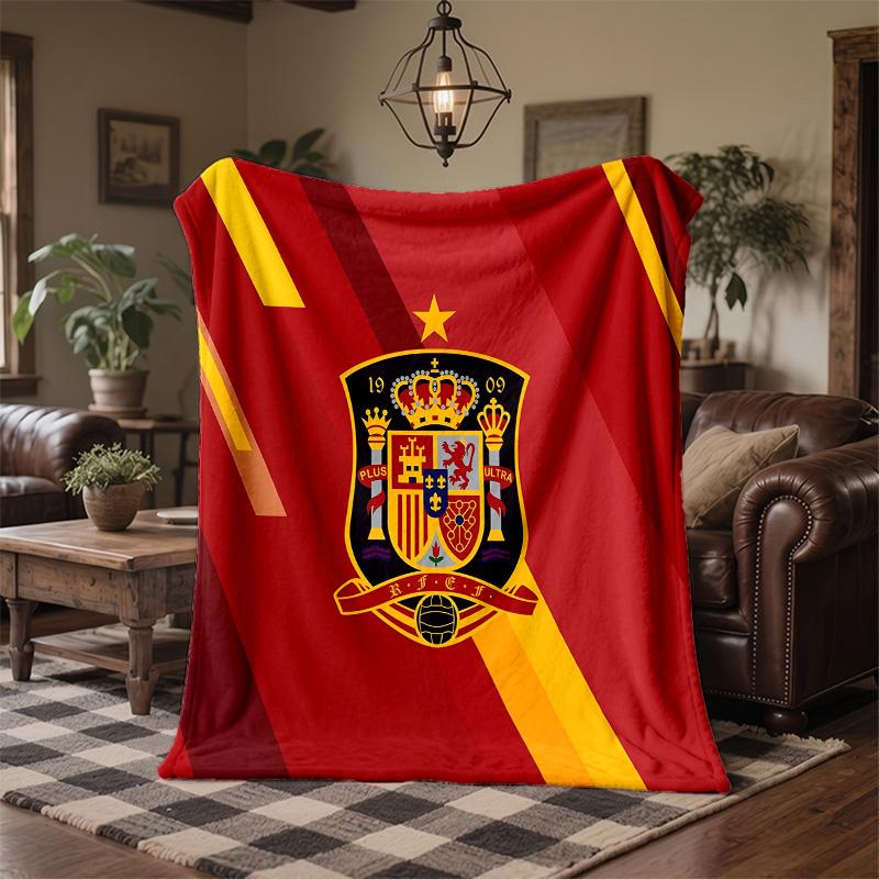 Spain National Football Team Print Flannel Blanket Soft Warm Sofa Bed Throw Blanket For Home Office Bedroom