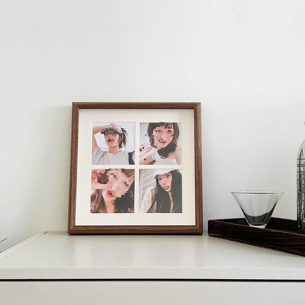 Nine-Grid Wooden Photo Frame: Creative Tabletop & Wall Hanging for Wedding Photos & Baby Polaroid Prints