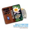 For iPhone 15 Pro Max Lotus Imprinted PU Leather Wallet Case Stand Folio Flip Phone Cover