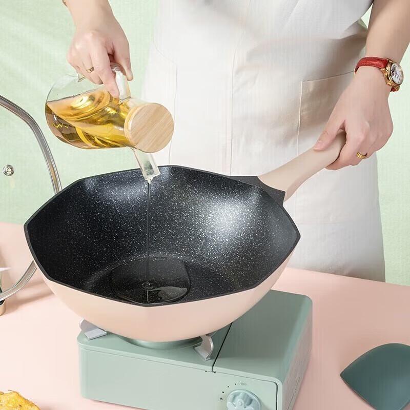 Debo 32cm Maifan Stein Achteckiger Antihaft-Wok